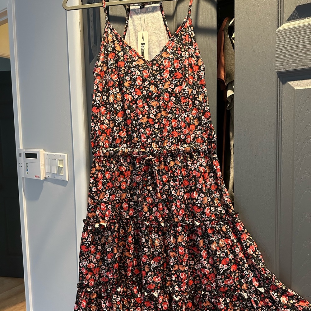 Floral Spaghetti Strap tiered dress